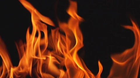 Fire Flames in Super Slow Motion on black background. Video stock 120285513