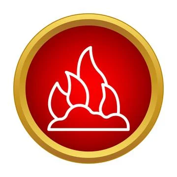 Fire flames symbol icon in red circle Illustrazione stock