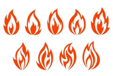 Fire flames symbols Illustrazione stock