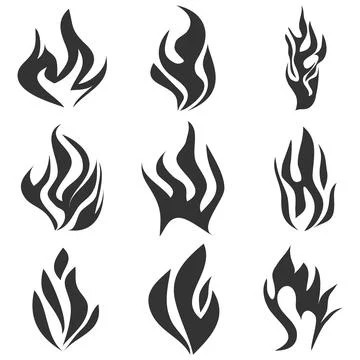 Fire flames tattoo set 库存插图