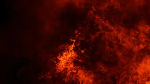Fire flames texture on isolated black background. Perfect texture overlays fo Stock Illustration