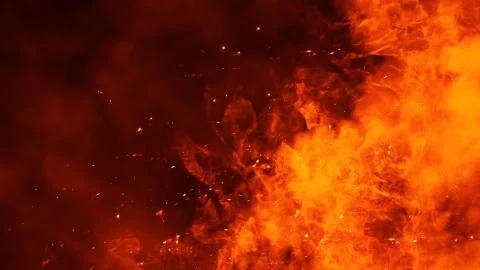 Fire flames texture on isolated black background. Perfect texture overlays fo Stock Illustration