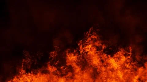 Fire flames texture on isolated black background. Perfect texture overlays fo Stock Illustration