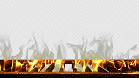 Fire flames on transparent background. Alpha channel. Grill. BBQ. Stock Footage 245817884