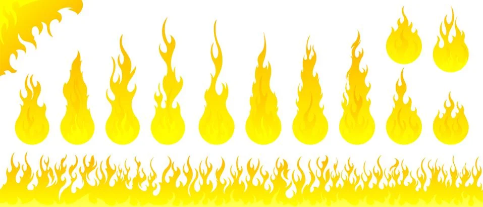 Fire flames vector set Stock Illustration