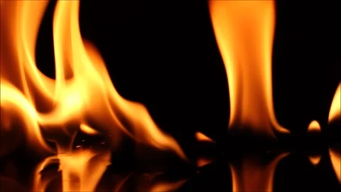 Fire flames video motion on black background Stock Footage 164784401