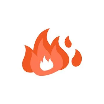 Fire flames on white background. Vector illustration in trendy flat style. Stock Illustration
