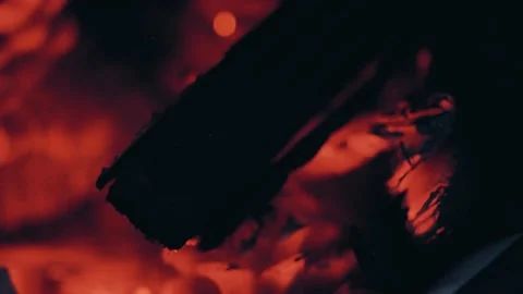 Fire Flames From Wood Ember for Grill Bbq Firewood Stock Footage 164985245