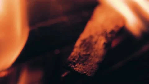 Fire Flames From Wood Ember for Grill Bbq Firewood Stock Footage 164985509