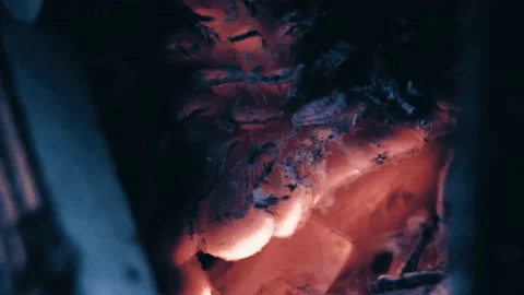 Fire Flames From Wood Ember for Grill Bbq Firewood Stock Footage 164987206
