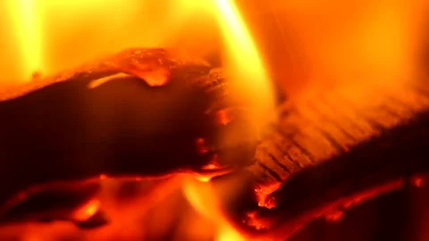 Fire Flames From Wood Ember for Grill Bbq Firewood Stock Footage 164987913