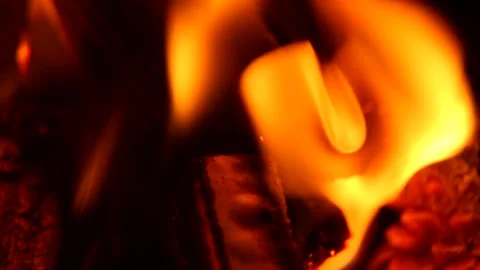 Fire Flames From Wood Ember for Grill Bbq Firewood Stock Footage 164988149
