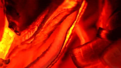 Fire Flames From Wood Ember for Grill Bbq Firewood Stock Footage 164989758