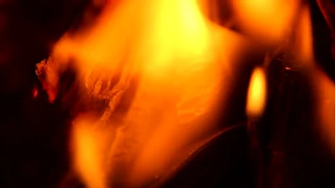 Fire Flames From Wood Ember for Grill Bbq Firewood Stock Footage 164990197