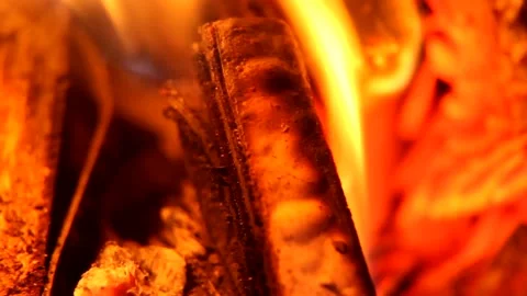 Fire Flames From Wood Ember for Grill Bbq Firewood Stock Footage 164990468