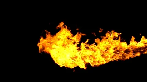 Fire flamethrower on black background Stock Footage 107780839