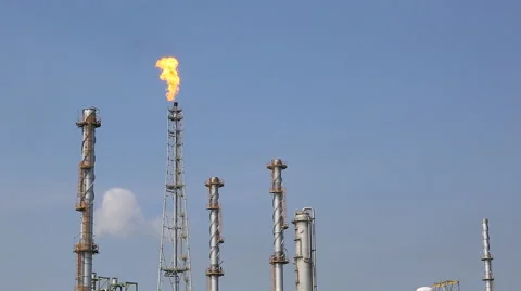 Fire from flare structure Stock Footage 50581723