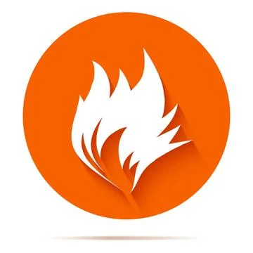 Fire flat icon Fire icon on orange background. Vector illustration Copyrig... Stock Photos