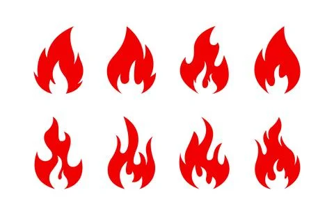 Fire flat line icons, Flames, Fireballs, flame of various shapes, bonfire v.. Stockillustratie