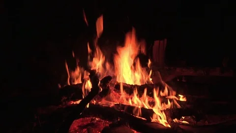 Fire flickering in the night Video stock 84723100