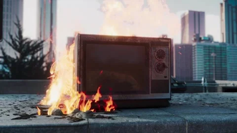 Fire Up Floating Tv Stock Footage 296181159