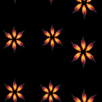 Fire flowers seamless pattern Stock Illustration