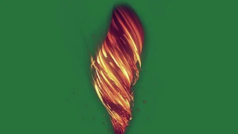 Fire Flying With Design On Green Screen Chroma Key Background Stock Footage 338015504