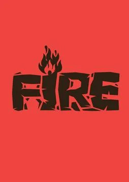 Fire font design in red background. Warning dangerous emergency sign. Stock Illustration