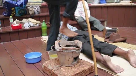Fire Foot Of Thai Massage Stock Footage 26349660