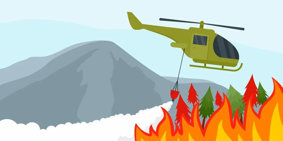 Fire in forest background, flat style Stock Illustration
