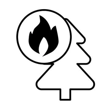 Fire in the forest line icon. vector illustration isolated on white. outline Stock Illustration
