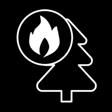 Fire in the forest line icon. vector illustration isolated on black. outline Stock Illustration