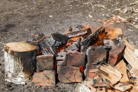 A fire in the forest Stock Photos