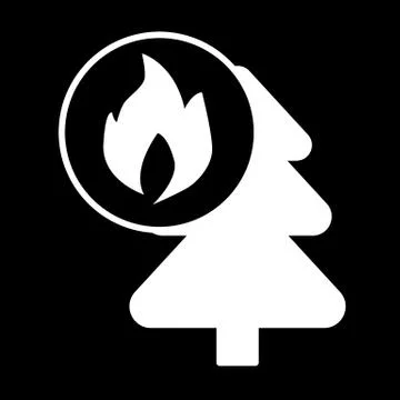 Fire in the forest solid icon. vector illustration isolated on black. glyph Illustrazione stock
