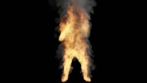 Fire in the form of a human body on a black background. Stockbeeldmateriaal 170008280