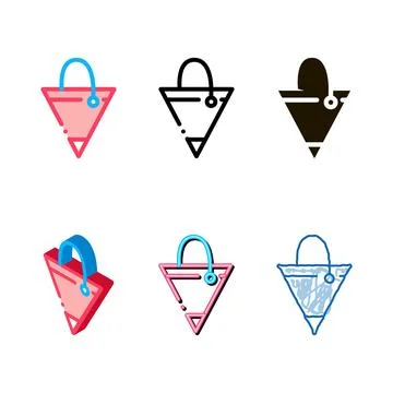 Fire forms triangle bucket icon outline Stock Illustration