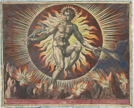 Fire; The four elements. The fire element, personalized by the naked sun g... Stock Photos