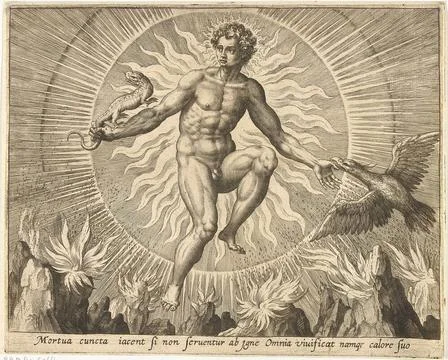 Fire; The four elements. The fire element, personalized by the naked sun g... Foto stock