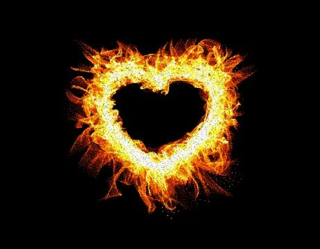 Fire frame on black background. Abstract heart.Vector illustration. 库存插图