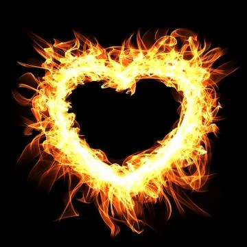 Fire frame on black background.Abstract heart. Digital illustration. 스톡 일러스트