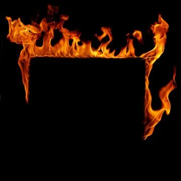 Fire frame on  black Stock Photos