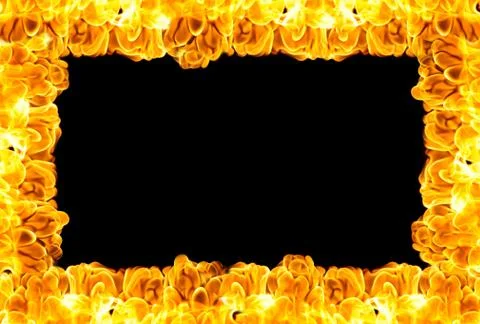 Fire frame, border made of flames Stock Photos
