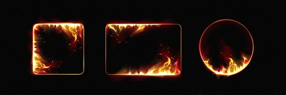 Fire frame borders set Stock Illustration