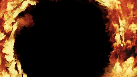 Fire frame, burning circle animated on black background, loop. High quality 4k Stock Footage 264164940