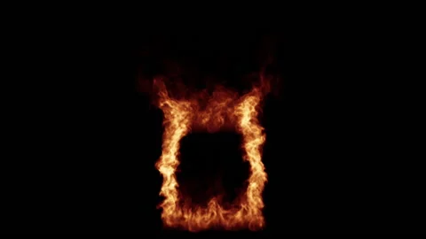 Fire frame burning isolated overlay on black background. Stock Footage 237364706
