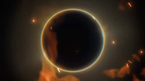 Fire Frame Center Circle 4K Overlay Video Effect Black Screen Background Stock Footage 294099288