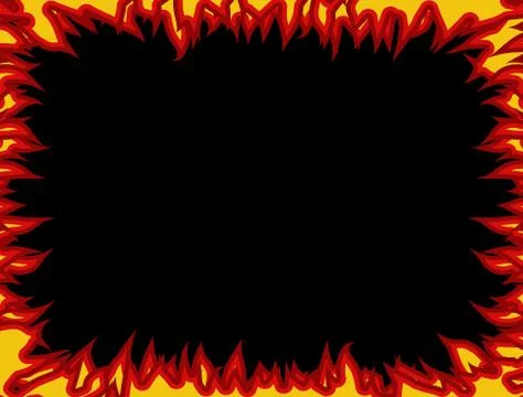 Fire frame. Flames on edges. Flame background Illustrazione stock