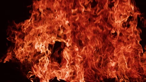 Fire frame. Intense fire burns on black. Fire with flames for game design. Fire Stock Footage 342646264