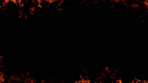 Fire frame - Loop. 3D rendering. Realistic fire on a black background. Stock-Footage 132099114