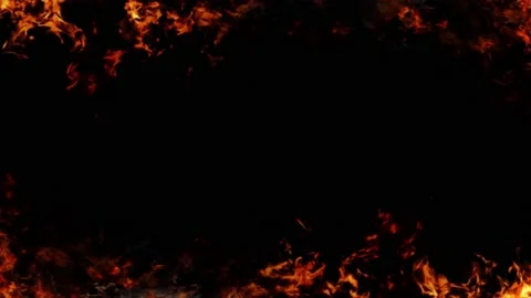 Fire frame - Loop. 3D rendering. Realistic fire on a black background. Stock-Footage 132099167
